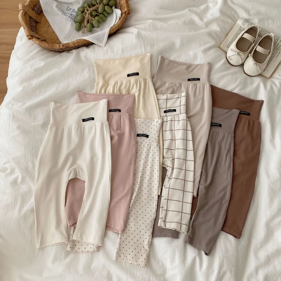 Solid Color Casual Cotton Kids' Warm Skinny Home Pants for Children Unisex, Perfect for Spring