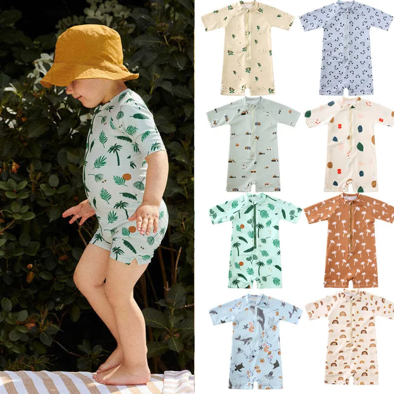Vacation Rainbow Leaves Fish Nylon Baby Rompers
