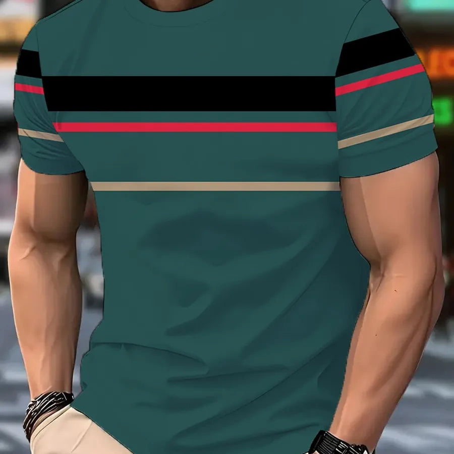 Wholesale Men's Polyester Basic Classic Style 3D Print Short Sleeve Men's T-shirt