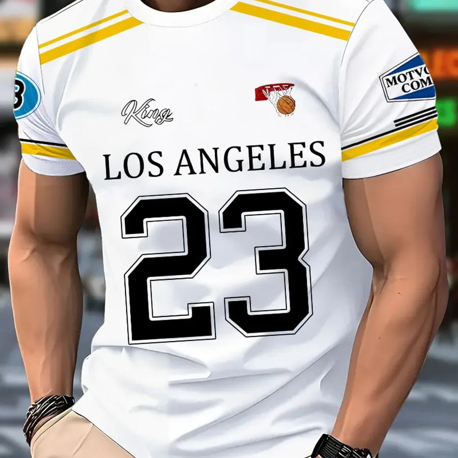 Wholesale Men's Polyester Basic Classic Style 3D Print Short Sleeve Men's T-shirt