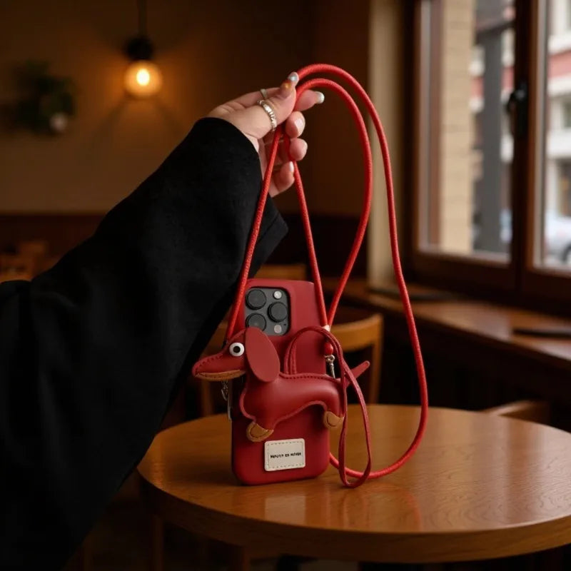 Handmade Cute Dog Mobile Phone Chain in Artificial Leather, available in colour