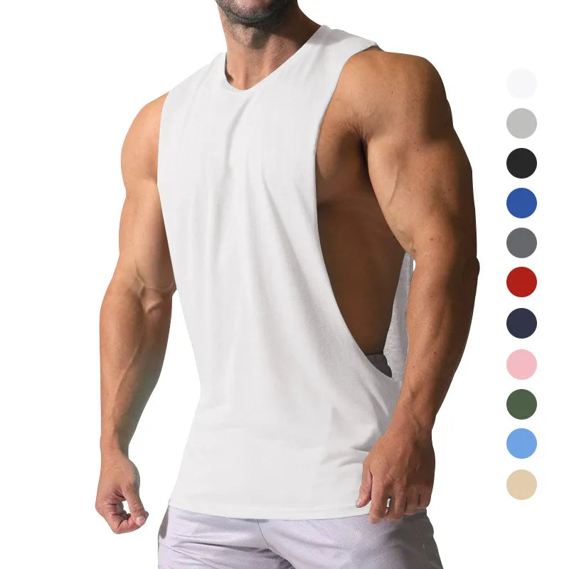 Men's Solid Color Simple Style Round Neck Sleeveless Loose Men's Tops