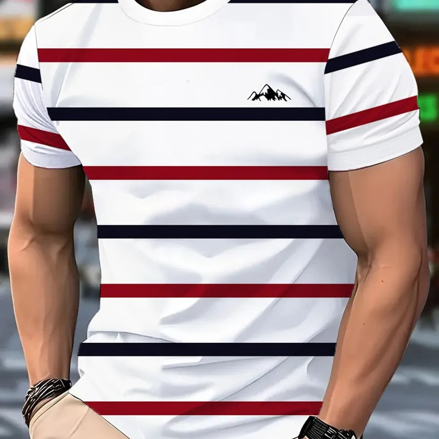Wholesale Men's Polyester Basic Classic Style 3D Print Short Sleeve Men's T-shirt